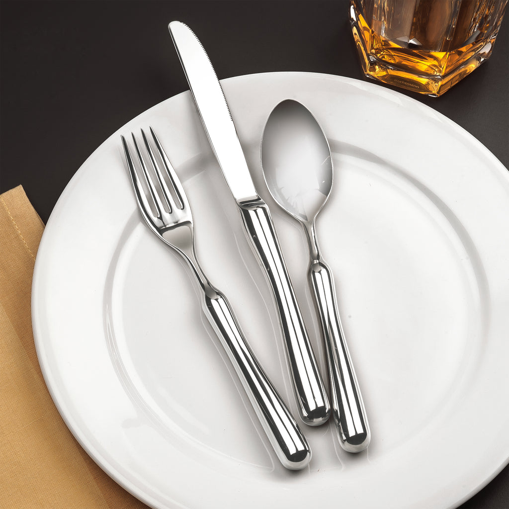 World Tableware 829 002 Balencia 7 5/8" 18/8 Stainless Steel Extra Heavy Weight Dessert Spoon - 12/Pack