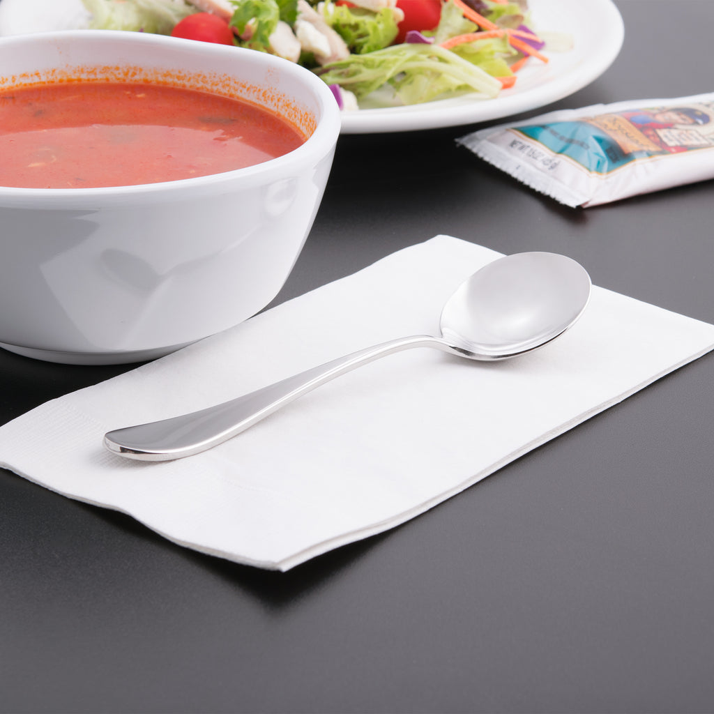 Master's Gauge by World Tableware 927 016 Santa Cruz 6 3/8" 18/10 Stainless Steel Extra Heavy Weight Bouillon Spoon - 12/Pack